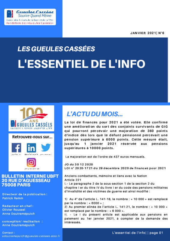 L'essentiel de l'info - Janvier 2021